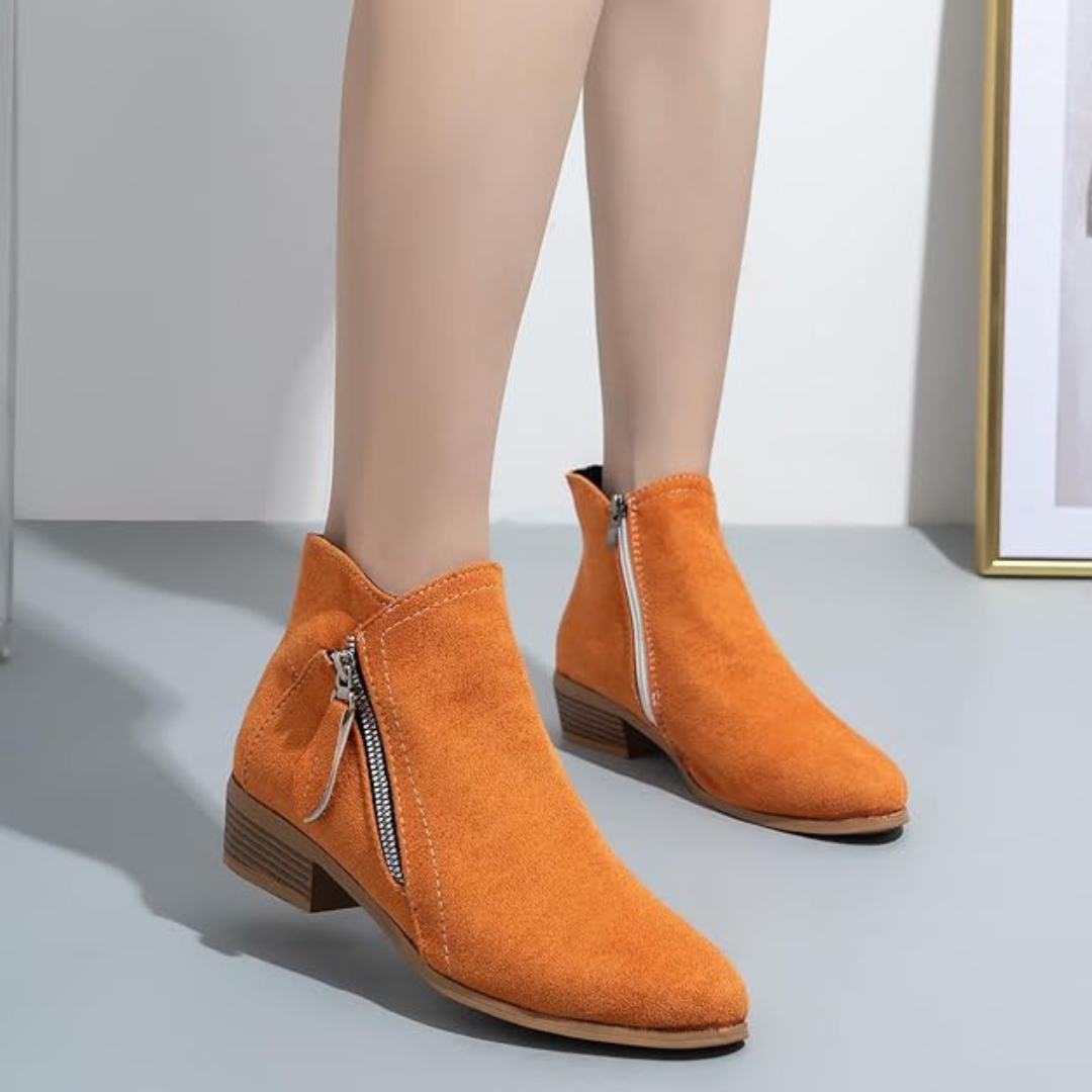 Botas de Cano Médio com Fecho de Correr Lateral