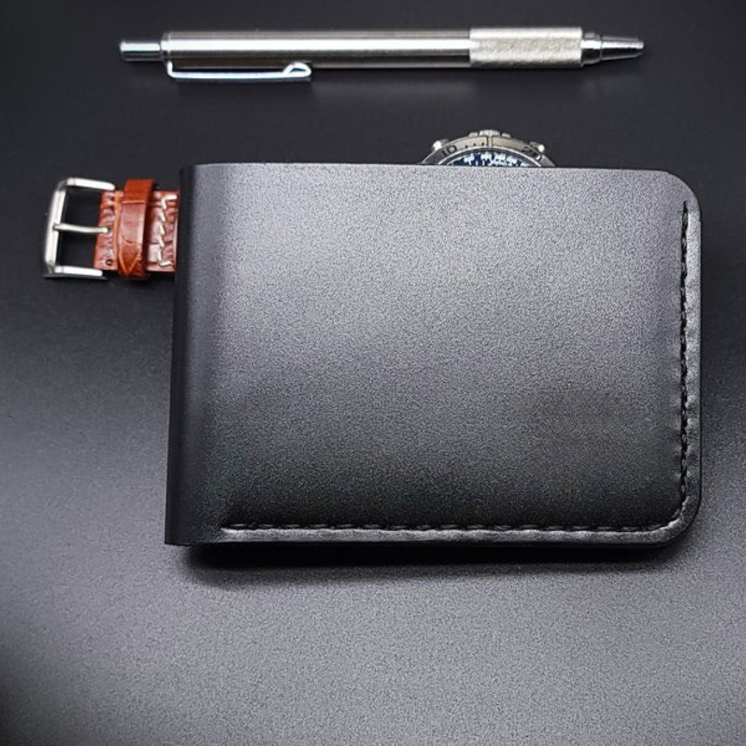 Carteira de couro com design elegante e costuras reforçadas