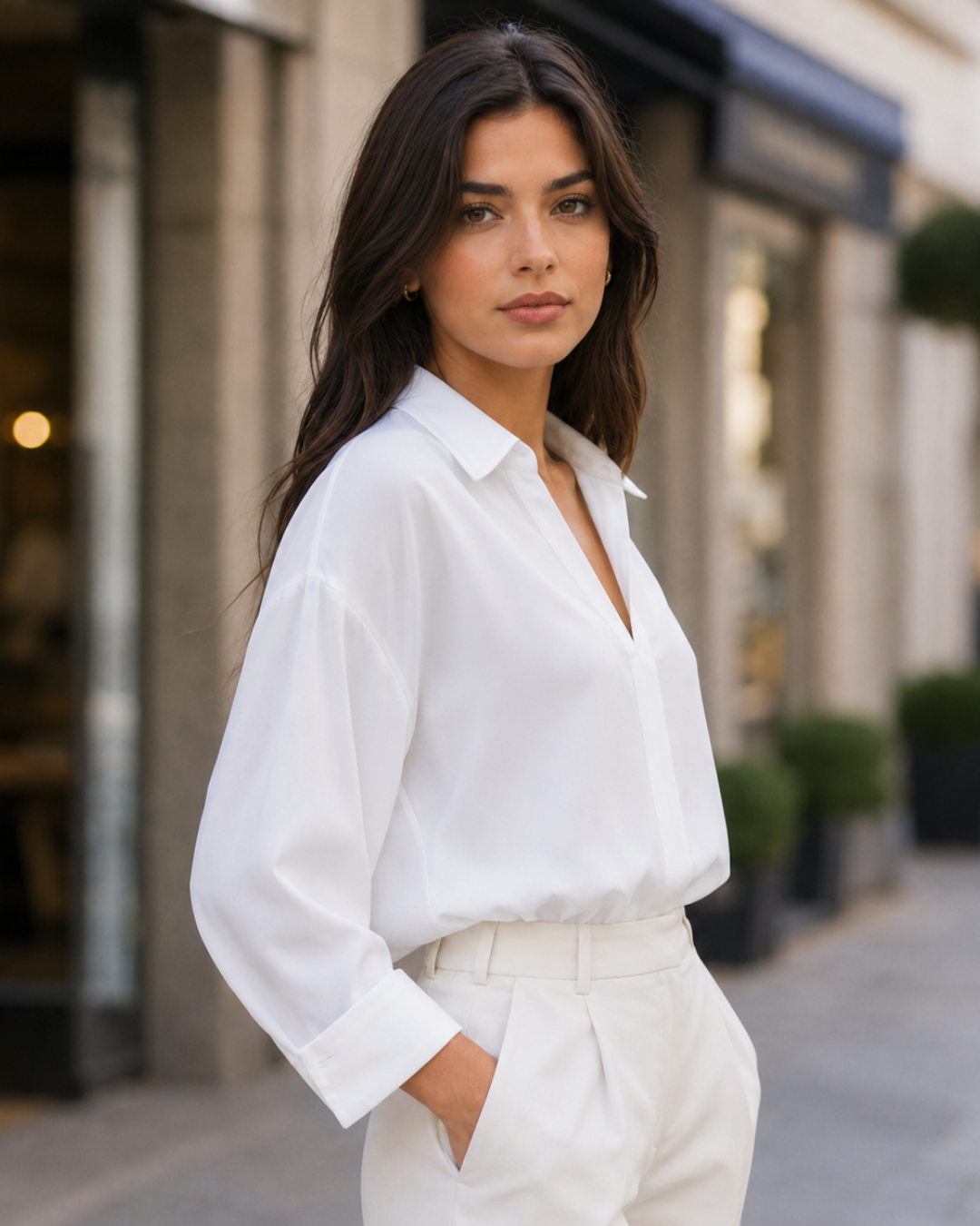 Body casual com decote em V