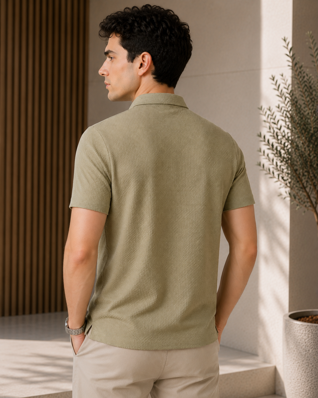 Camiseta polo casual respirável