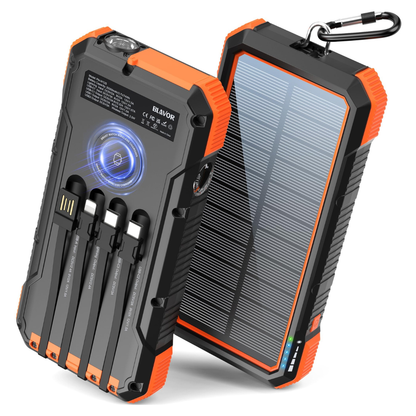 Power bank solar de 10.000 mAh resistente à água e aos choques