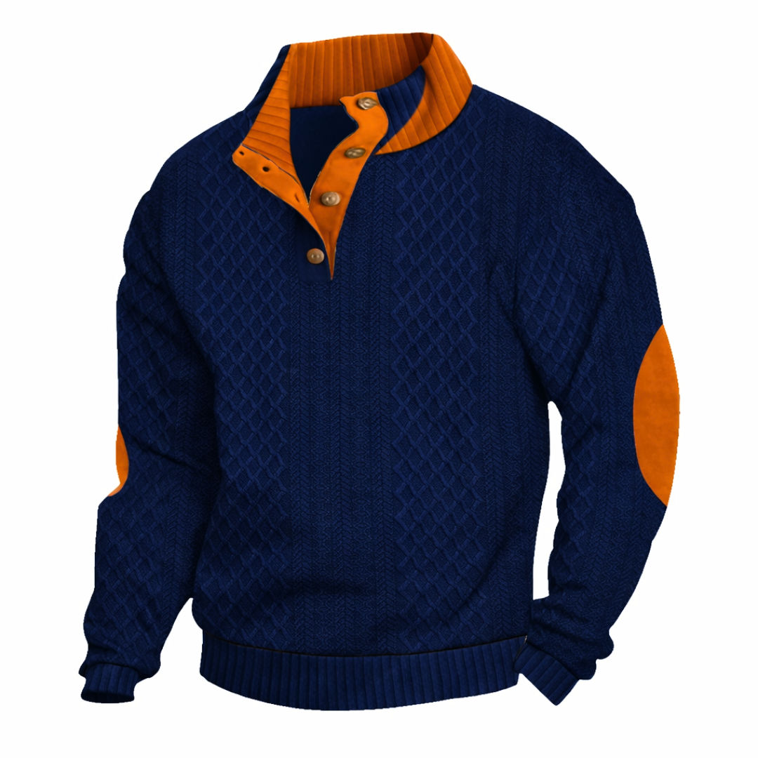 Jersey Informal de Manga Longa com Cotoveleiras para Homem