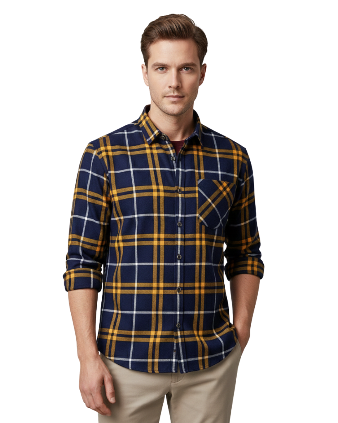 Camisa térmica xadrez para homem