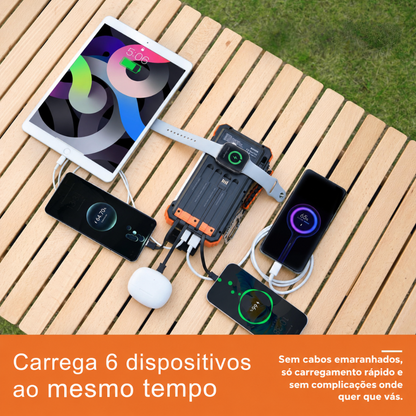 Power bank solar de 10.000 mAh resistente à água e aos choques