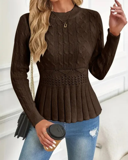 Camisola de Malha Grossa de Gola Redonda para Mulher