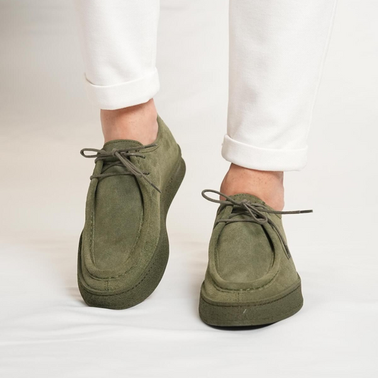 Calçado Casual Clássico Feito à Mão em Pele de Camurça