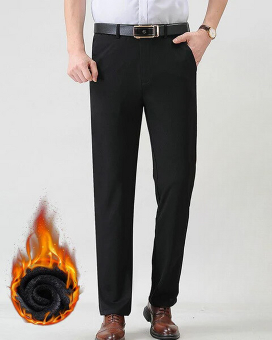 Calças de Fato com Forro de Felpa Elástica na Moda para Homem