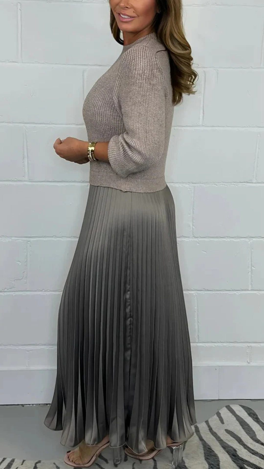 Vestido Comprido com Fundo Plissado