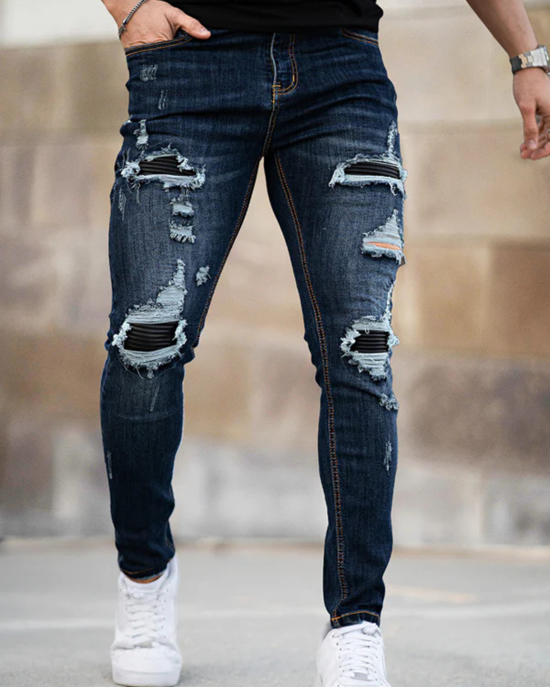 Calças de Ganga Justas e Elásticas para Homem