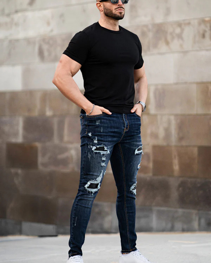 Calças de Ganga Justas e Elásticas para Homem