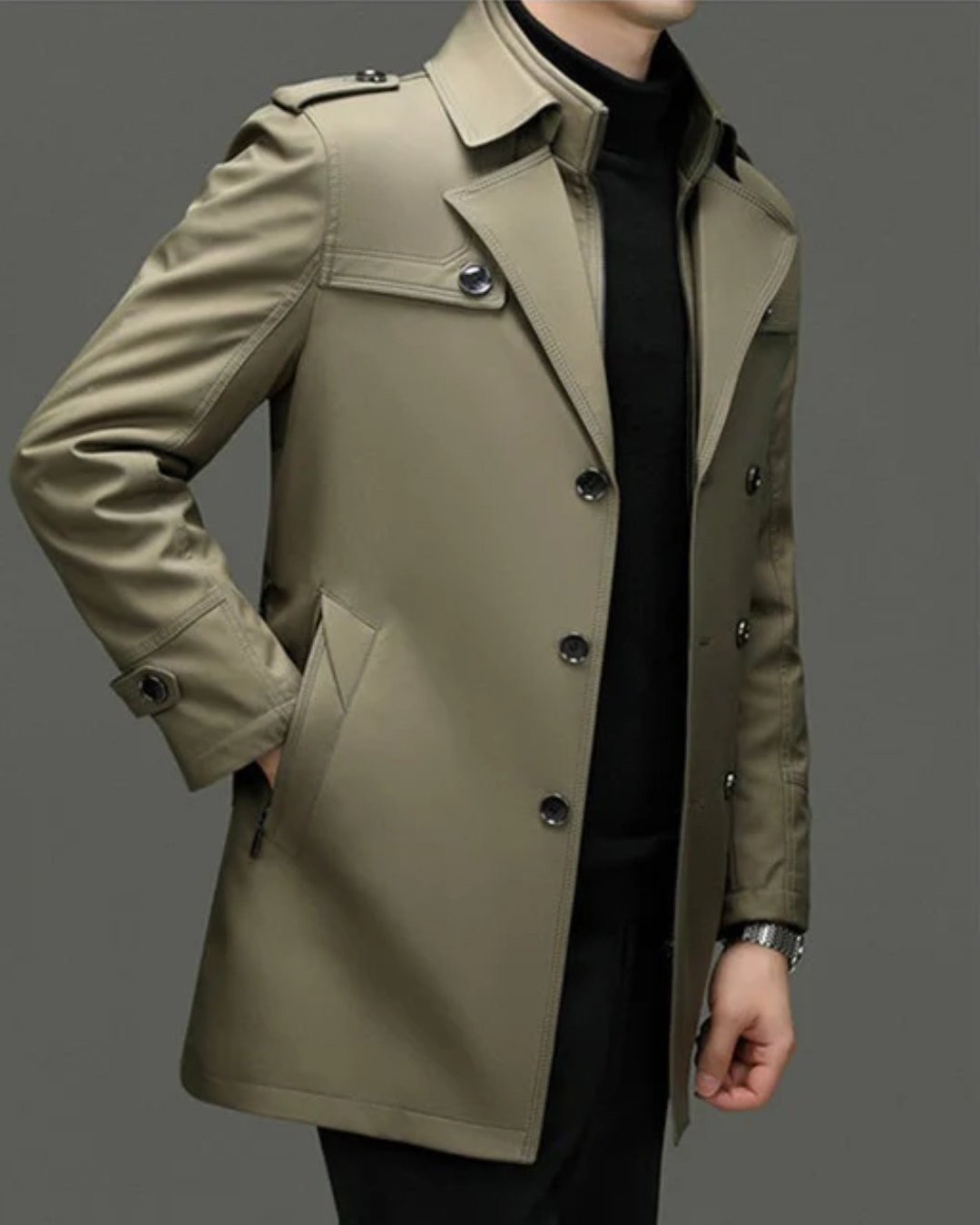 Casaco Clássico de Comprimento Médio com Forro Removível