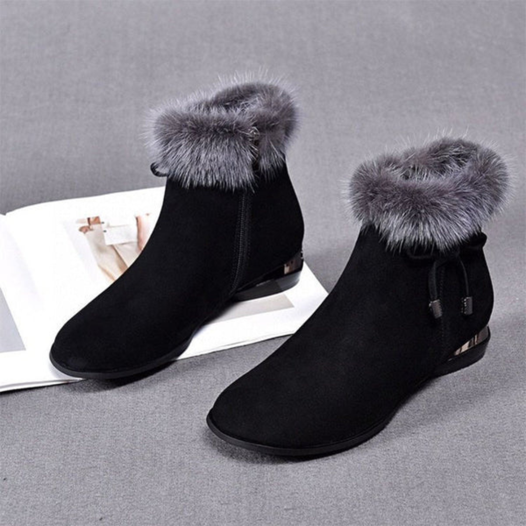 Botins de Veludo Felpudo com Sola Antiderrapante para Mulher