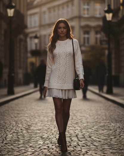 Mini vestido de malha com design de jersey trançado