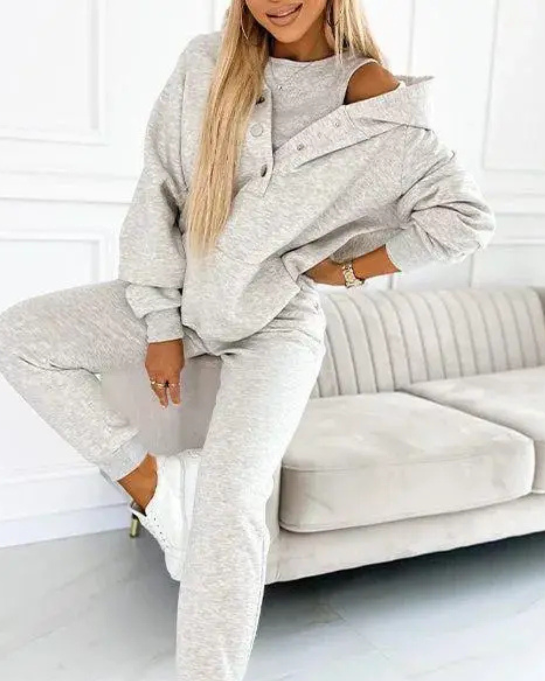 Moletom desportivo informal com capuz para mulher