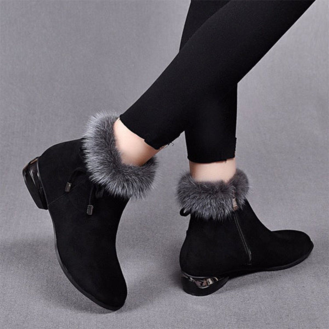 Botins de Veludo Felpudo com Sola Antiderrapante para Mulher