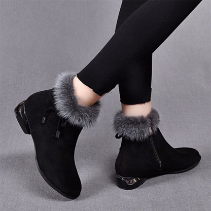 Botins de Veludo Felpudo com Sola Antiderrapante para Mulher