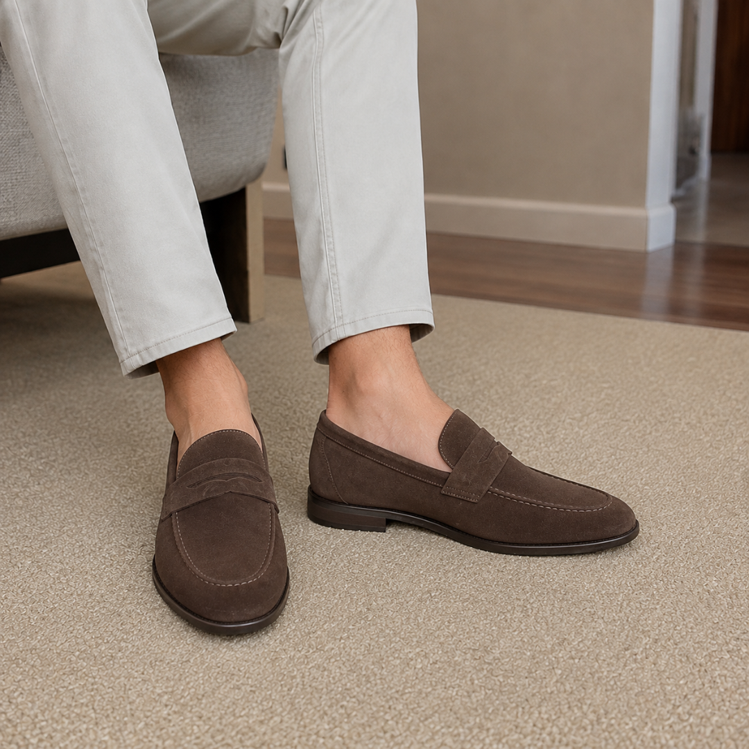 Mocassins de Homem com Acabamento Aveludado e Design Clássico