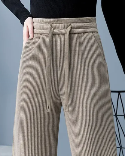 Calças Largas de Veludo Casuais para Mulher
