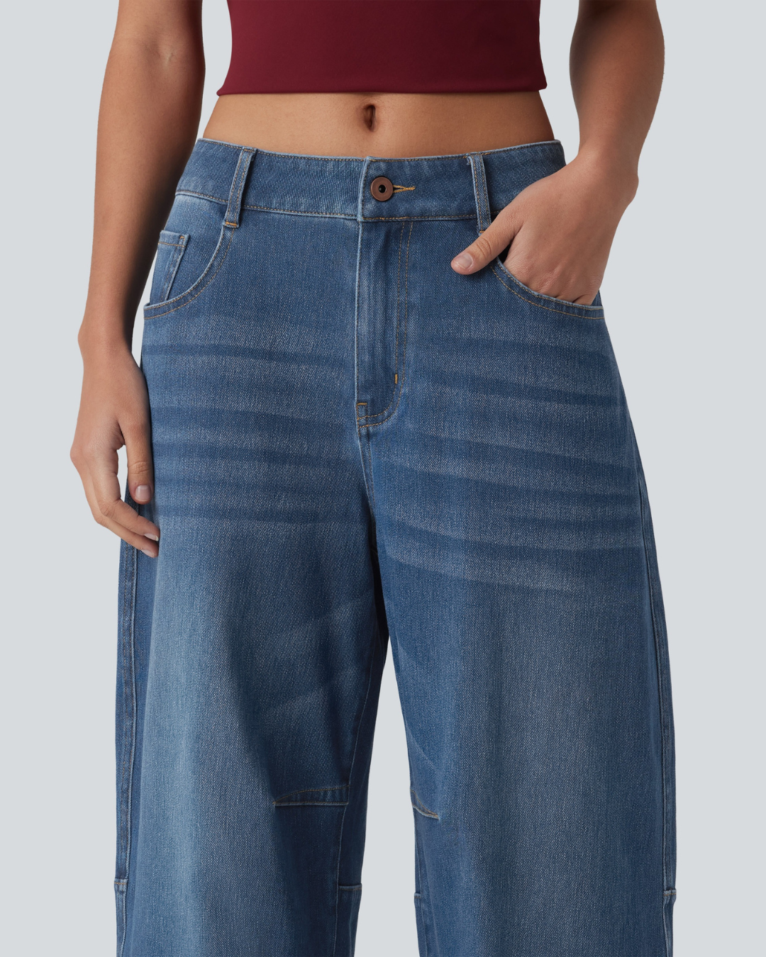 Jeans de Mulher com Corte Balão e Perna Ampla