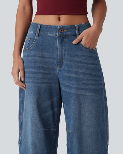 Jeans de Mulher com Corte Balão e Perna Ampla