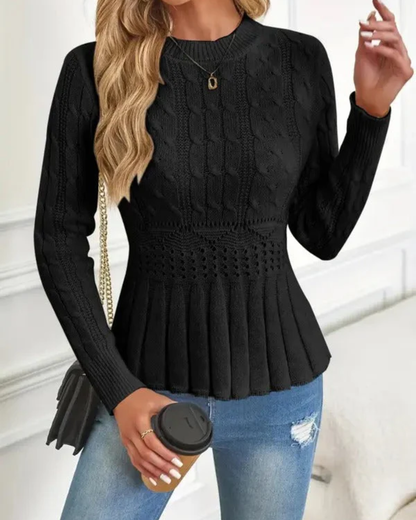 Camisola de Malha Grossa de Gola Redonda para Mulher