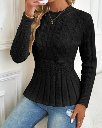 Camisola de Malha Grossa de Gola Redonda para Mulher