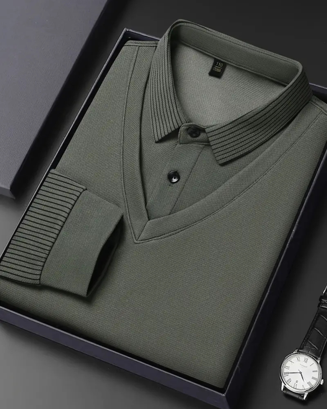 Camisa de Duas Peças com Falsa Gola Listrada para Homens