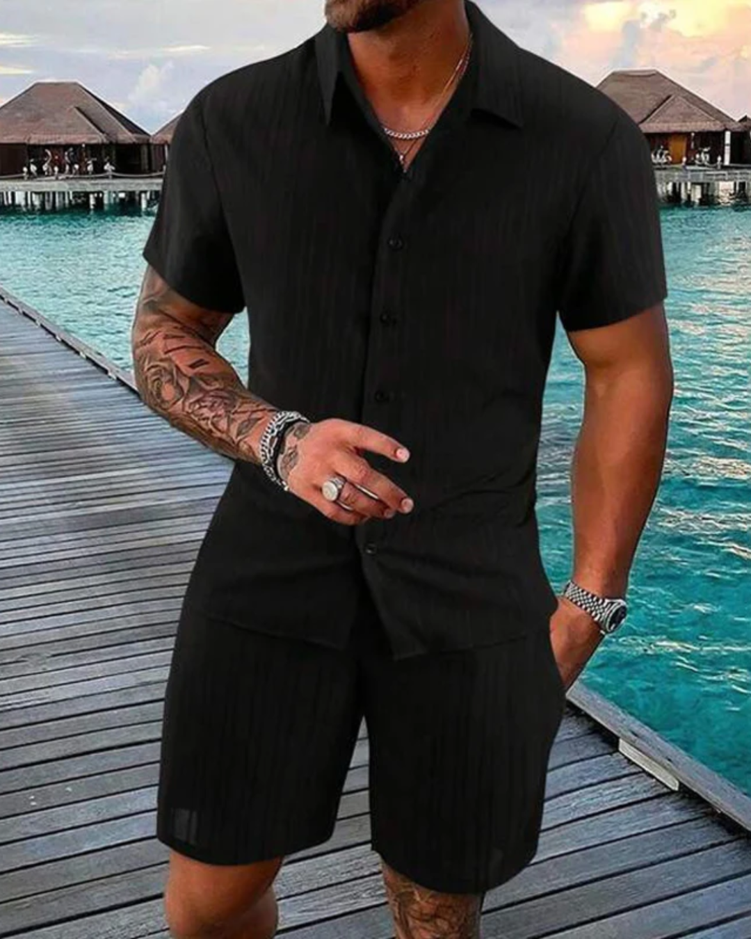 Conjunto Casual Listrado para home