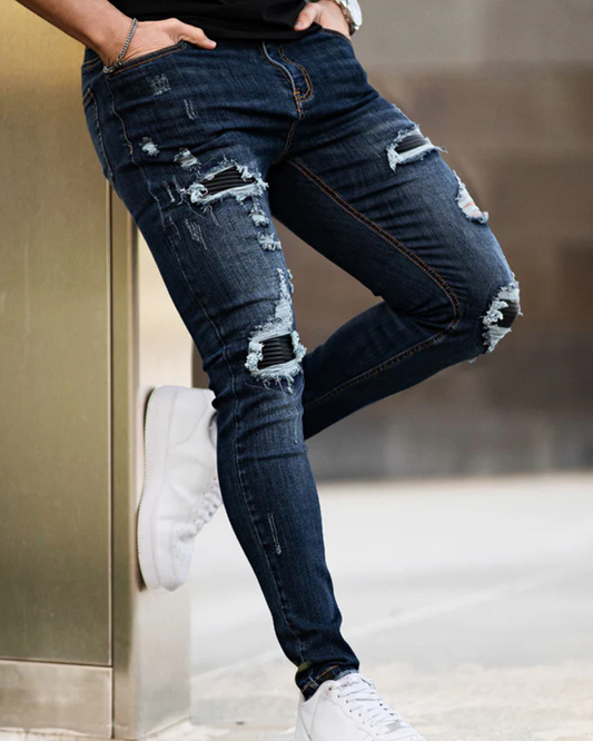 Calças de Ganga Justas e Elásticas para Homem