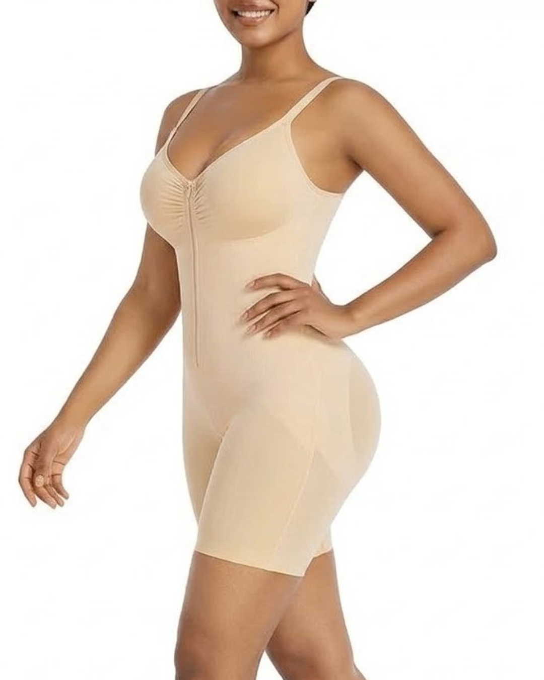 Body modelador com fecho e efeito modelador