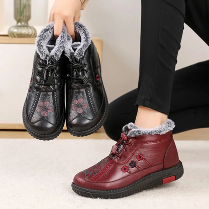 Botins de Couro Feitos à Mão Com Sola Antiderrapante para Mulher