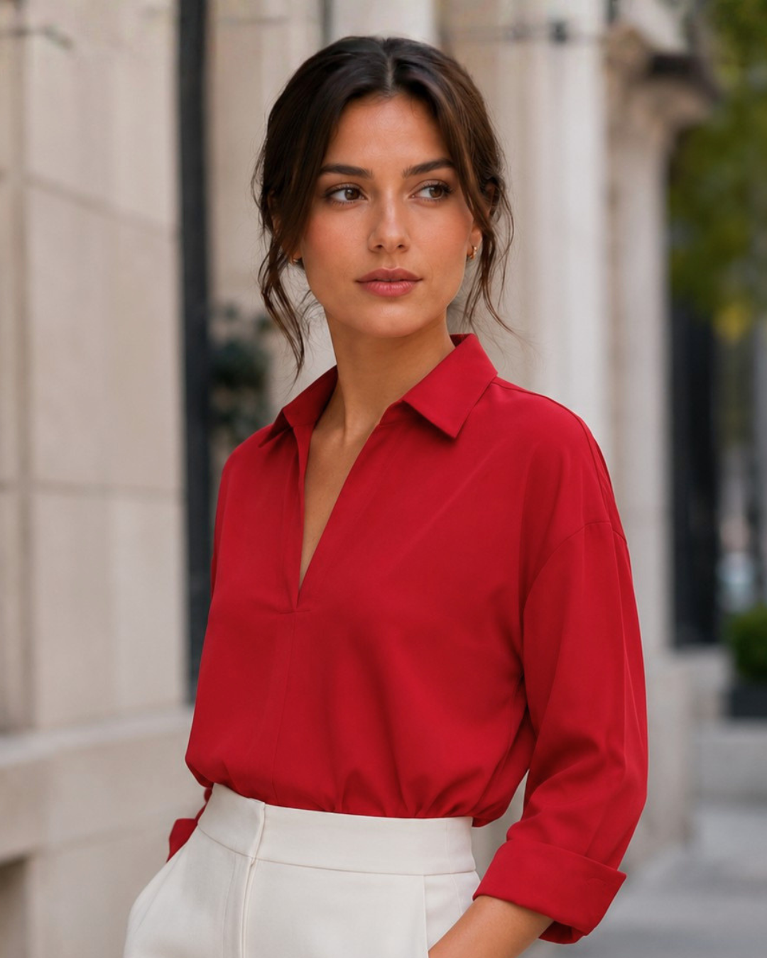 Body casual com decote em V