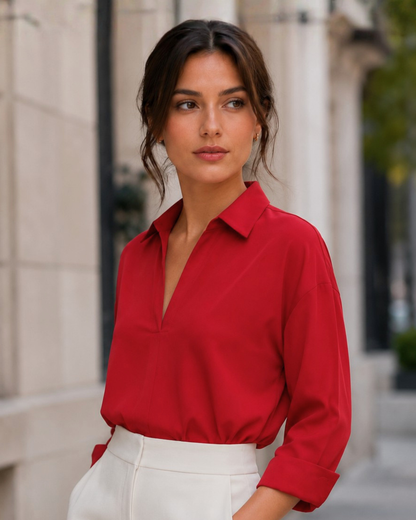 Body casual com decote em V
