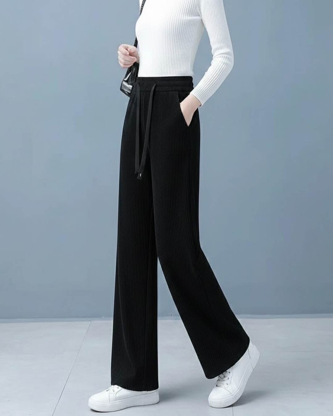 Calças Largas de Veludo Casuais para Mulher