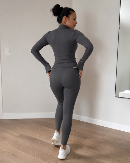 Conjunto Desportivo de 2 Peças Casaco com Fecho de Correr e Leggings