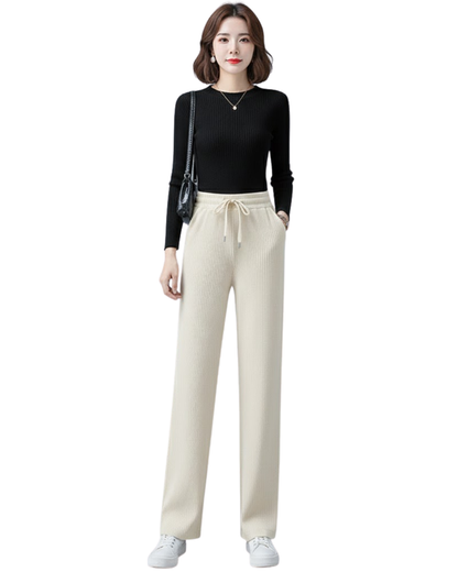 Calças Largas de Veludo Casuais para Mulher