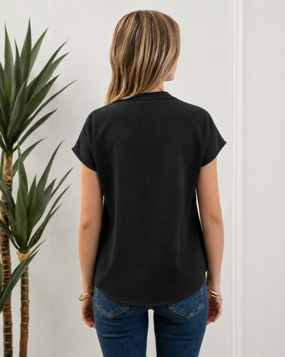 Blusa Casual de Corte Largo com Decote em V