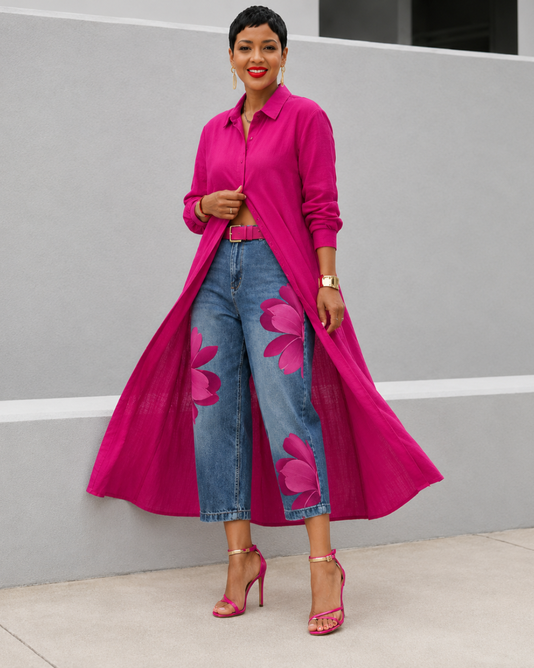 Conjunto com bordado floral