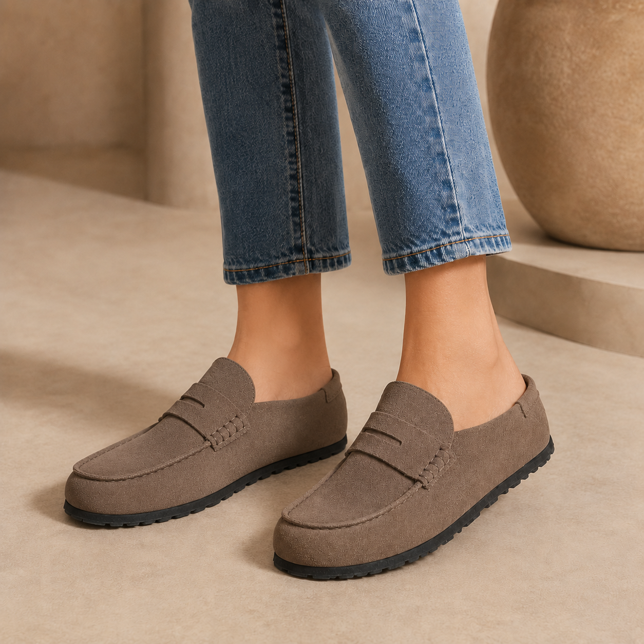 Mocassins em Camurça sem Calcanhar para Homem