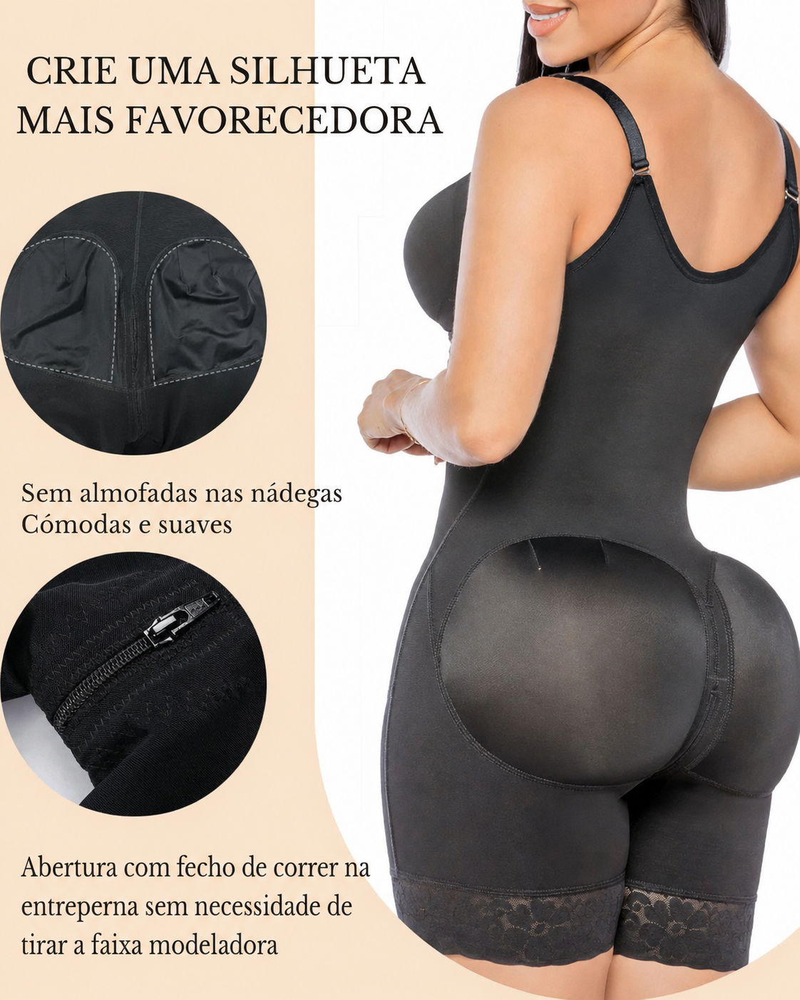 Cinta modeladora pós-parto com controlo de cintura e levanta-bumbum